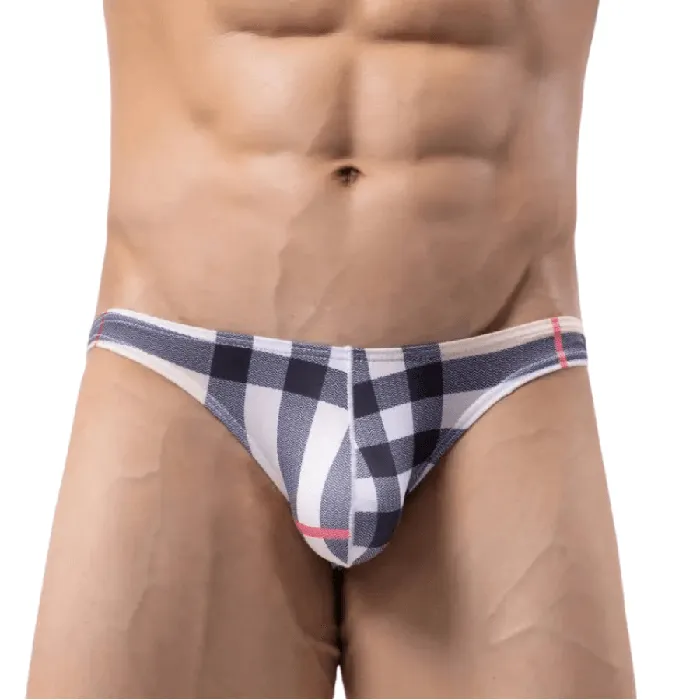 EVEs SECRETS Female Sex Toys Plaid Mens Briefs Comfort Fit Spandex Underwear in Beige
