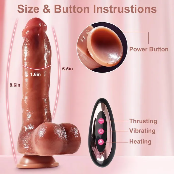 propinkup Female Sex Toys Realistic Heating Dildo Remote Penis with 9 Vibrations 3 Telescopic and Swing Modes