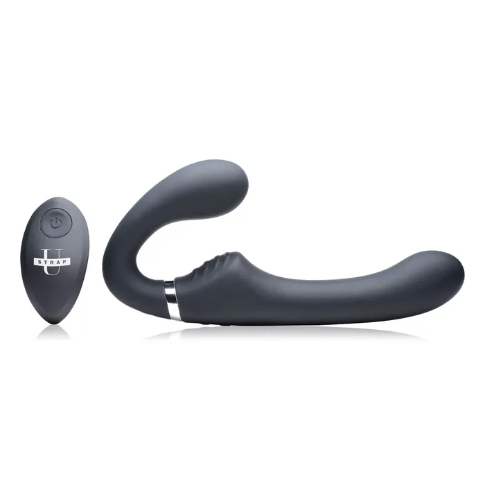 10X Mighty Rider Vibrating Strapless Strapon Black Strap U Female Sex Toys