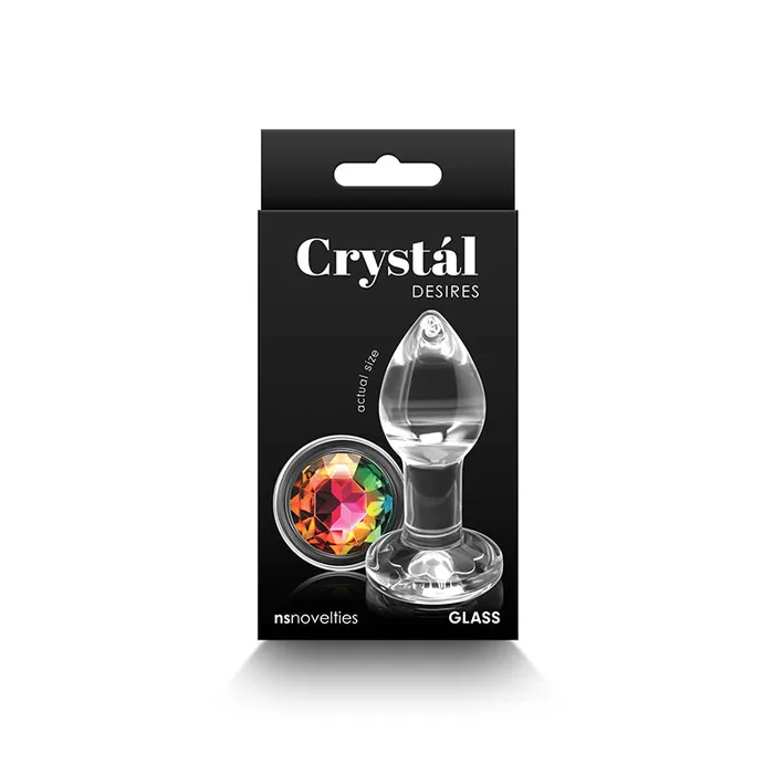 Anal New Sensations Novelties Inc Crystal Desires Rainbow Gem Glass Plug Small