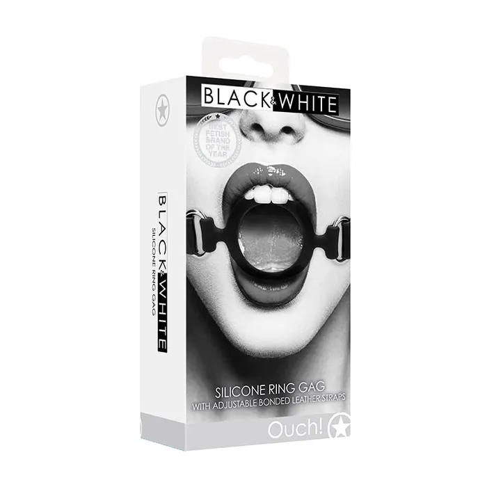 Anal Ouch Black White Silicone Ring Gag With Adjustable Bonded Leather Straps Black Shots America LLC Anal Ouch Black White Silicone Ring Gag With Adjustable Bonded Leather Straps Black Shots America LLC