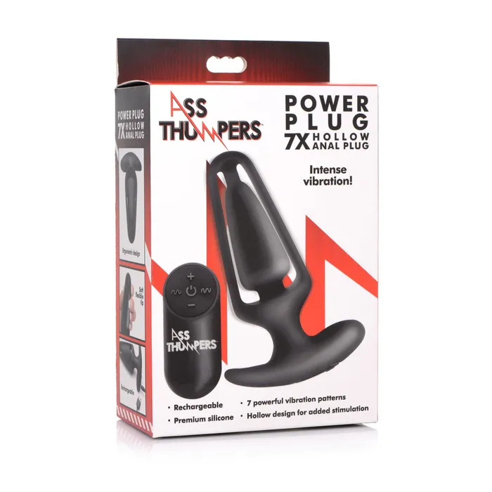Ass Thumpers Power Plug 7X Hollow Anal Plug with Remote Control Male Sex Toys