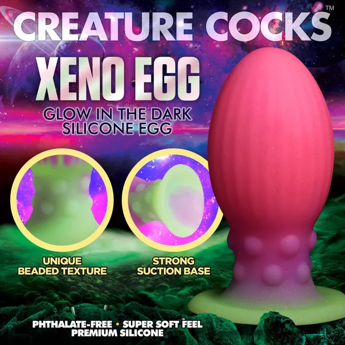 Creature Cocks Female Sex Toys XL Xeno Egg Glow in the Dark Silicone Egg