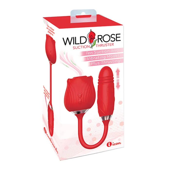 Vibrators Icon Brands Inc Wild Rose Suction Thruster Red