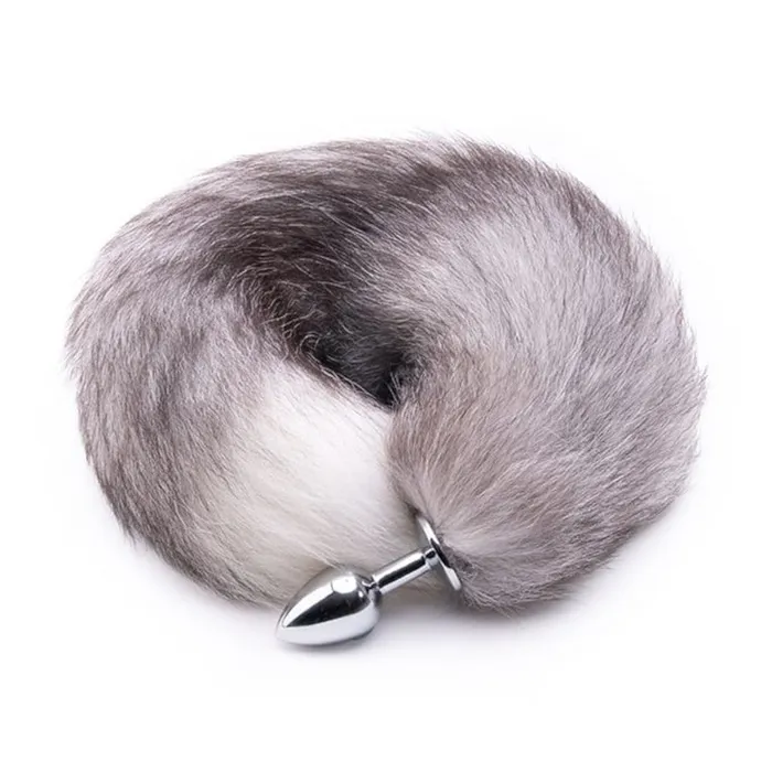Anal Love Plugs Gray Metal Wolf Tail Plug 16
