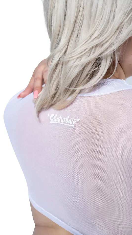 Chaturbate Store Male Sex Toys White Mesh Super Cropped Long Sleeve
