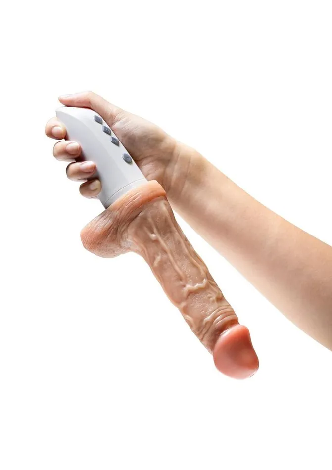 Female Sex Toys Dr Skin Dr Skin Platinum Collection Silicone Dr Hammer Rechargeable Thrusting Dildo with Handle and Remote Control