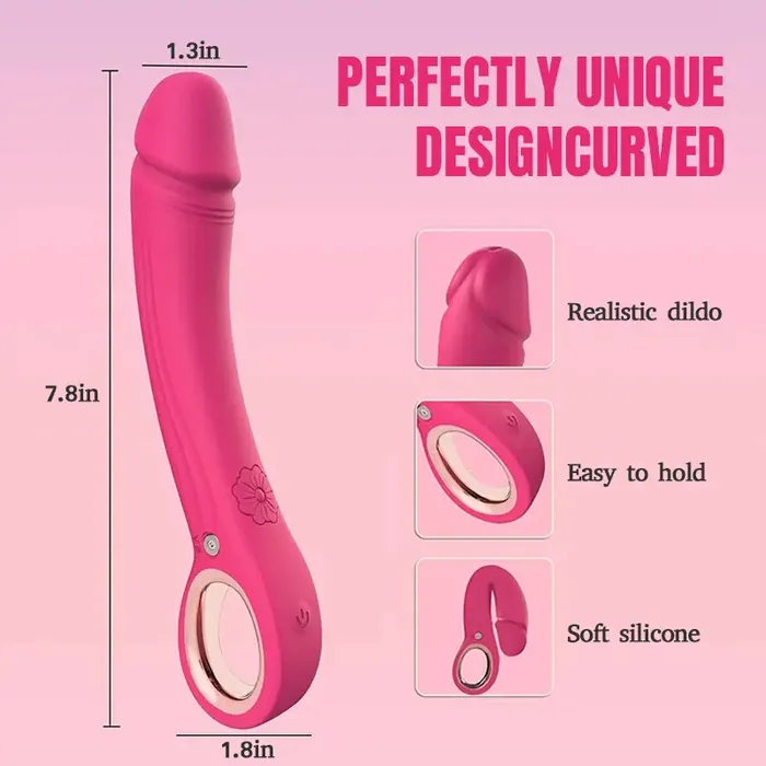 Inyarose Female Sex Toys Curved Silicone Vibrating Dildo with 10 Modes
