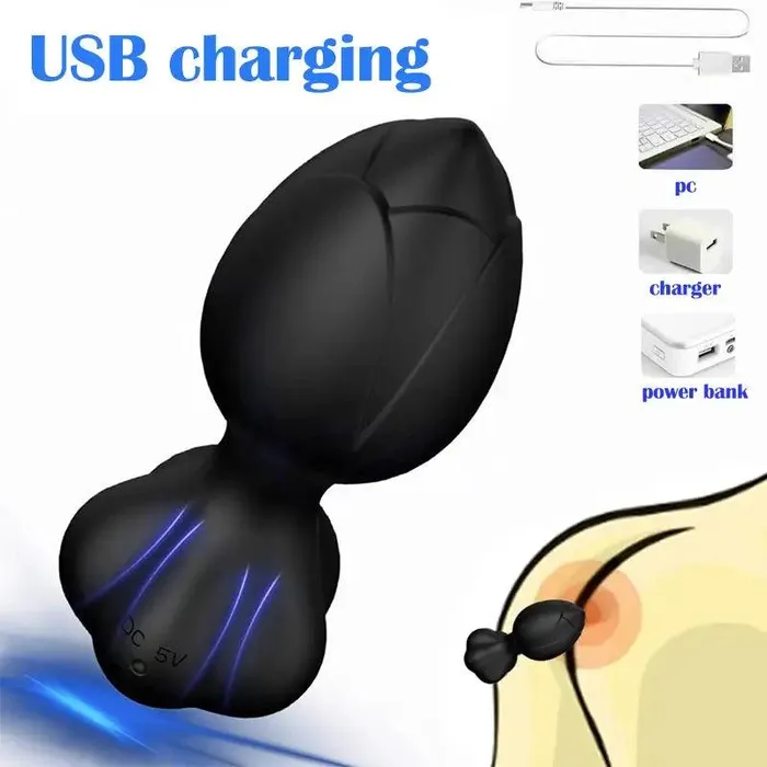 Inyarose Male Sex Toys Rose Vibrating Anal Plug
