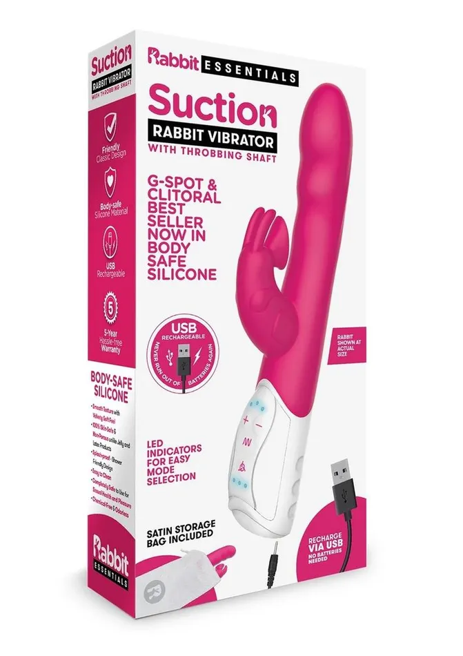 Rabbit Essentials Female Sex Toys Rabbit Essentials Silicone Rechargeable Clitoral Suction Rabbit