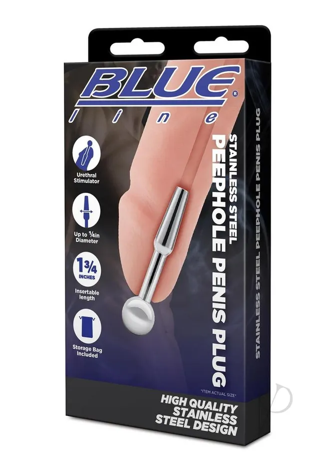 Blue Line Peephole Penis Plug Stainless Blue Line CandB Gear Anal