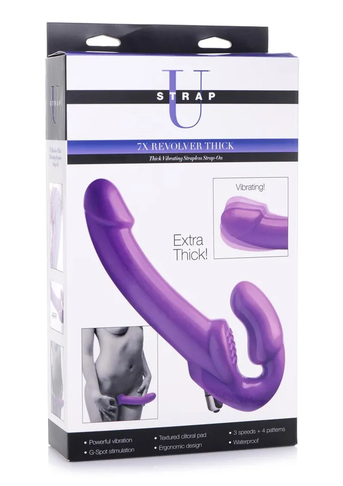 Female Sex Toys STRAP U Strap U 7x Revolver Thick Vibrating Strapless StrapOn Dildo
