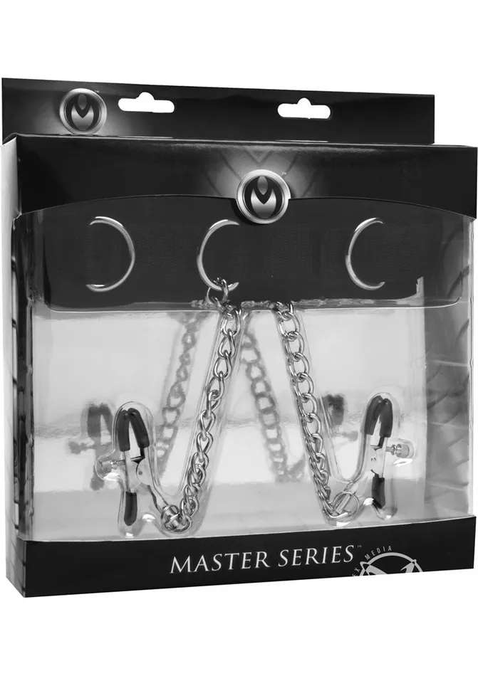 Master Series Male Sex Toys Master Series Submission Collar and Nipple Clamp Union