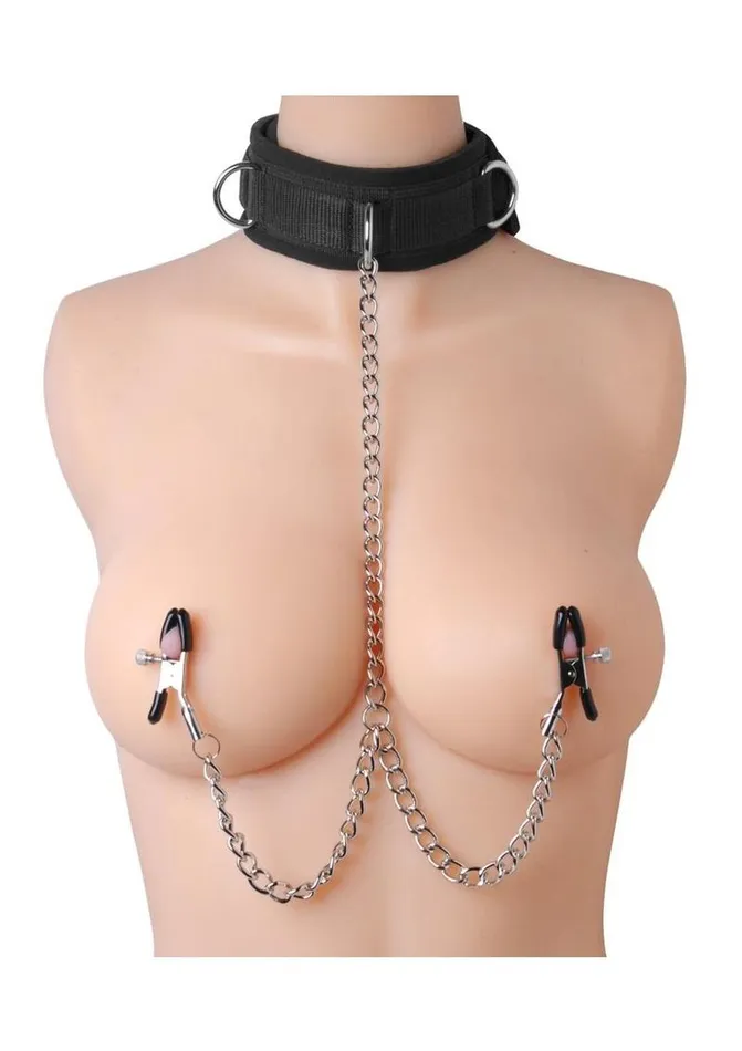 Master Series Male Sex Toys Master Series Submission Collar and Nipple Clamp Union
