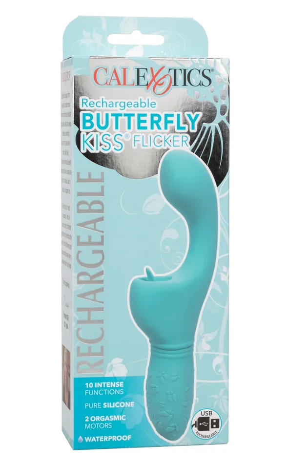 Vibrators CalExotics Rechargeable Butterfly Kiss Flicker Blue